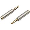 AAOTOKK Adattatore per cuffie da 3,5 mm a 4 poli da 3,5 mm maschio a femmina Jack convertitore audio stereo custodia in metallo per cuffie, cuffie audio, microfono (2 Pack-3,5 mm M/F)