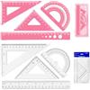 YiiHHooN 8 Pezzi Set di Righello in Metallo Plastica, Righello 15 cm Metallo Architetti Scala Righello Impostato Set di Righelli Triangolari Goniometro Righello Triangolare per Aula Ufficio Casa