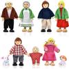 yotutun Bambole Set Famiglia di Bambole, 8 Pezzi Casa Delle Bambole Persone Famiglia Felice Famiglia di Bambole di Legno Giocattolo per Finta Casa delle Bambole Accessori Regalo