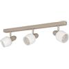 Eglo Lampada da soffitto Corato, a 3 luci, con faretti orientabili, plafoniera in metallo color sabbia e nichel opaco, vetro bianco, con attacco E14
