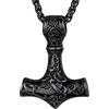 FaithHeart Il Mjolnir Martello Collana Mitologia Vichinga Nodo Trinità Collana Acciaio Uomo Regalo Creativo Argento Nero Oro 55+8 CM Impermeabile Antiallergica