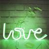 LIQS Luce Notturna al Neon a LED,Alimentato a Batteria e USB Segnali Lampada al Neon Lampada da Parete Decorativa Neon Sign (Love, Verde)