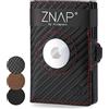 slimpuro ZNAP Airtag Wallet in pelle premium | Porta carte di credito uomo | Portafoglio uomo | Blocco RFID & Slim Wallet, Fumo/Nero, 8, Minimalista