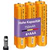 Nraonrn Batterie Ricaricabili AAA 750mah 1,2v per Ricevitore Gigaset, NI-MH Pile Ricaricabili AAA 750 mah per Panosonic Telefoni Cordless - confezione da 6