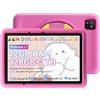 Blackview TabA6Kids Tablet Android 14, 12GB RAM+128GB ROM(1TB TF), 10 Pollici Tablet, Wifi 6, Widevine L1, 5100mAh, Modalità Schermo Diviso, Controlli Parentali, 5MP+8MP, Spazio Google, Rosa