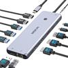 MOKiN USB C Docking Station 3 Monitors USB C Hub Laptop Dual Monitor Multiport Adapter Dock Dongle,Type C to 2 HDMI,DisplayPort,PD Charging,Ethernet,7 USB C/A 3.1/3.0/2.0 Ports,Audio for Dell/HP/Lenovo