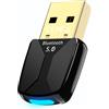 ZHITING Adattatore Bluetooth PC, USB Bluetooth 5.4, Bluetooth Dongle Plug & Play, Low Latency, Bluetooth Stick per PC/Desktop/Laptop/Cuffie/Tastiera/Mouse Compatibile con Windows 7/10/8.1/11
