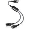Itramax Cavo USB Splitter Y 1M,Filo Prolunga USB A 1 Maschio a 2 Dual Femmina,Doppia Porta Multipresa USB Sdoppiatore,Caricatore Dati Adattatore Alimentazione per Mac,Auto,Xbox One,PS4,PS5,PC