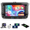 Motorsi 2G+64G Autoradio per VW Golf 5 Tiguan Touran Passat Polo Skoda Caddy Seat con Wireless Carplay Android Auto, Motorsi Touchscreen da 7 Pollici Navi/WiFi/FM/RDS/SWC/Canbus/Bluetooth+AHD Camera+Mic