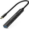 deleyCON USB C HUB 4 Porte Distributore - (1x USB3.0 / 3x USB2.0) Alloggiamento in Alluminio, 15cm, Per PC, Laptop, Notebook, Macbook, iMac, iPad, iPhone, Galaxy, Smartphone, Tablet - Nero