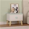 [en.casa] Comodino per Bambini Tavolino con Cassetto per Cameretta Mobiletto Basso per Fianco Letto o Zona Gioco 31 x 38 x 30 cm Bianco/Menta Verde