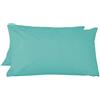 LARA MORADA - Coppia Federe Cuscino Letto, con GUANCIALE, Tinta Unita, 100% Cotone, Made in Italy, 52X82cm + Pattina Verde Acqua
