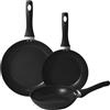 PINTINOX K-Black Ecotech Set 3 padelle 20,24 e 28 cm con rivestimento ecologico antiaderente senza PFAS, PFOA, PTFE nichel free, adatte a tutti i piani cottura compresa l'induzione