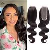 Huarisi 2x6 Lace Closure Human Hair Body Wave 16 inch Bleached Knots Free Part Transparent Lace Closures with Baby Hair Natural Colour Brazilian Virgin Hair Sew in Natural Hairline