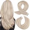 Moresoo Extension Biadesive Capelli Veri Remy, 40cm 50g 20 Pezzi Biondo Freddo Meches #P18/613, Invisibili e Leggere, Perfette per Volume Quotidiano ed Eventi