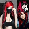 Qnbiar Parrucca Lunga Rossa Nera Setosa Dritta Sintetica Resistente al Calore Frangia Laterale Halloween Costume Parrucca Donna