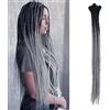 Dsoar Estensioni Dreadlock da 24 Pollici Dreadlocks Sintetici Fatti a Mano 10 Fili/Pacco Dreads Crochet Locs Hair (Ombre Black to Grey)