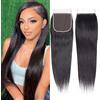Huarisi 4x4 Transparent Lace Closure Human Hair 10 Inch Straight Brazilian Virgin with Baby Hair Sew in Natural Hairline Free Part Soft for Black Women