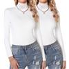 Aottori Maglia Donna Set Collo Alto Dolcevita Leggero Cotone Magliette Termico Maniche Lunghe Lupetto Slim Fit Elasticizzato Intimo Autunno Invernale Bianco+Bianco XL