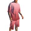 Generic Tuta estiva da uomo, set da 2 pezzi, alla moda, a maniche corte, estive, con tasche, set abbinato, pantaloncini elasticizzati, set da 2 pezzi, maglietta casual a maniche corte, 12-anguria Rosso, 4XL