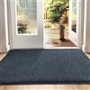 DEXI Zerbino Ingresso 50 x 80 cm, Tappeto Porta Interno Morbide Assorbente, Zerbini Antiscivolo Lavabile in Lavatrice per Ingressi, Cane, Corridoio, Blu-Nero