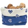 Gaidra Cesto Pane Cestino Portapane in Tessuto Stoffa doubleface in stile tirolese montagna con cuori - Sacchetto di Design fatto con qualità artigianale - 20 x 20 x 10 cm, blu doubleface