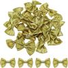 QUARKZMAN 30Pz Fiocchetti Dorati 3.8x2.5cm Fiocchi Nastro Raso per Creazioni Regalo Fiocco Piccoli per Decorazioni all'Ingrosso Mini Fiocchetti Natalizi