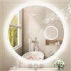 STARLEAD 80cm Specchio-Rotondo-Bagno-con-Luce e Ingrandimento 5x, Bluetooth, Dimmerabile, 3 Colori Luce, Antiappannamento, Funzione Memoria, IP44, HD Vetro Temperato