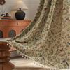 USTIDE Tenda 1 pannello in stile rustico con motivo floreale e uccelli con passanti per aste, riduzione della luce, pompon chic, tema giardino naturale, 150 x 220 cm