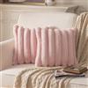 Yaertun 2 Pezzi Copricuscini Velluto Righe Super Morbido Peluche Peli artificiali di coniglio Fodere per Cuscino per la Decorazione Domestica Soggiorno Camera da Letto Divano Rosa 40x40 cm