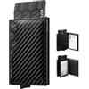 VULKIT Porta Carte di Credito con Doppia Finestra ID Portafoglio in Pelle con Blocco RFID Porta Carte Pop Up Automatico per Carte e Appunti