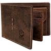 Rustic Town Portafoglio Uomo vintage in Pelle - Bifold RFID Protezione con Portamonete | 5 scomparti carte, finestra documento, 2 vani banconote, tasca interna, viaggio cuoio regalo per compleanni e anniversari