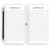Friendly Fox Blocco note magnetico, 2 blocchi magnetici per frigorifero con 50 liste della spesa, magnetici e matita, blocco DIN lungo, bianco e nero, confezione doppia