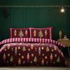 Catherine Lansfield Set copripiumino singolo reversibile con federa, motivo natalizio con schiaccianoci, colore: prugna