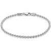 LeCalla Catenina con maglia taglio diamante in argento Sterling 925, 4 mm, classica, catenina a corda per donna e uomo, realizzata in Italia (16,5, 17,75, 19, 20, 21,5 cm), 8 inches, Argento, Non
