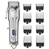 DSP Tagliacapelli professionale per uomo, tagliacapelli cordless con display a LED, tagliacapelli da barbiere ricaricabile via USB, regali per uomo (argento)