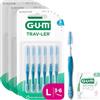 GUM TRAV-LER Scovolini interdentali | manico flessibile | pulizia profonda tra i denti e rimozione della placca | 1.6 mm, ISO 5 | Taglia L | Confezione 3x6 (+ 1 campione omaggio)