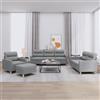 Gecheer Set di Divani 4 pz con Cuscini Grigio Chiaro in Tessuto,Divano per Soggiorno,Divano Imbottito,Divano Moderno,Divano a 2 Posti/3 Posti,Divano Letto sofà,Divano Salotto Moderno,# 4