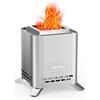 Onlyfire 16,5 cm Quadrato Braciere Senza Fumo da Tavolo, Focolare Portatile con Staffa per Vaso e Borsa da Trasporto, Bruciatura a Legna e a Pellet, per Campeggio all'aperto Patio, Acciaio Inox