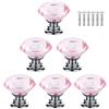 BOZONLI 6 Pezzi Pomelli per Mobili, Pomelli Manopole di Cristallo Rosa 30mm Manopole a Forma Diamanti Maniglia per Porte Armadietti Cassetti e Guardaroba Accessori Mobili