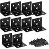 Yuaiosn 10 Pezzi Staffe Angolari Metallo per Legno, 90 Gradi Supporti Angolo Retto, 40x40x40mm Squadrette Angolari, Connettore Squadretta Giunzione, Nero Staffe a L per Tavolo, Armadietto, Sedia