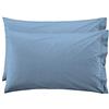 LARA MORADA - Coppia Federe Cuscino Letto, con GUANCIALE, Tinta Unita, 100% Cotone, Made in Italy, 52X82cm + Pattina Celeste
