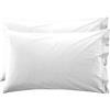 LARA MORADA - Coppia Federe Cuscino Letto, con GUANCIALE, Tinta Unita, 100% Cotone, Made in Italy, 52X82cm + Pattina Bianco