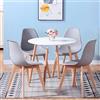 GrandCA HOME Tavolo da Pranzo e 4 Sedie da Pranzo Set da Pranzo Moderno, Tavolini Rotondi Bianchi e Sedie da Cucina con Gambe in Legno di Faggio, Bianco