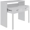 Arreditaly Consolle Allungabile Scrivania Con 2 Cassetti Scrittoio Ufficio Cameretta Salvaspazio Scrivania Estensibile Design Arredo Casa Guide Metalliche 98.5 x 36 x 87.5 cm Bianco