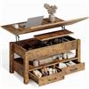 Rolanstar Mobiletto per Salotto con Altezza Regolabile e 2 Cassetti, Tavolo per Salotto in Legno 100 x 50 cm, Spara Spazio e Facile da Montare, Ideale per Camera Letto, Marrone Vintage