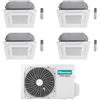 Hisense Climatizzatore a Cassetta 4 Vie Quadri Split ACT 9+9+9+9 con 4AMW81U4RJC Inverter R32 Wi-Fi Optional Classe A++ ,