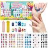 NETMEO Confezione da 144 unghie adesive per bambini, preincollate, copertura completa, unghie finte per bambini e ragazze, unghie corte acriliche da stampa, set regalo (farfalla, 144 PCS)