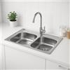 Melanstar Lavello doppio in acciaio inox, 80 x 50 cm, con 2 vasche con sifone (80 * 60cm)