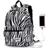 Kinmac Zaino da viaggio impermeabile per computer portatile da viaggio con porta di ricarica USB per laptop da 13 e 14 e 15,6 (zebre)